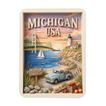 Michigan Road Trip Mackinac Bridge Vintage Truck
