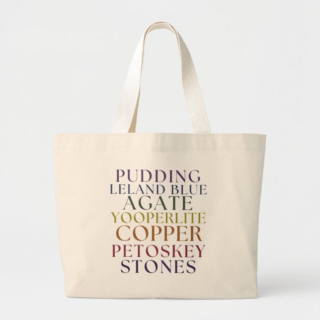 Michigan Rockhound Petoskey Stone Large Tote Bag (Front)