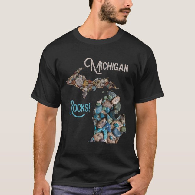 Michigan Rocks Petoskey Stone Hunting Tee Great La (Front)