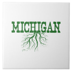 Michigan Roots Word Art Ceramic Tile