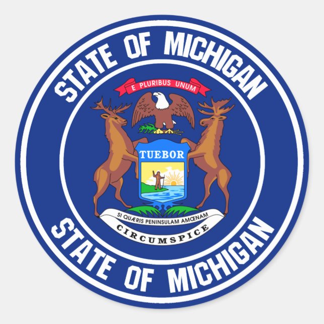 Michigan Round Emblem Classic Round Sticker (Front)