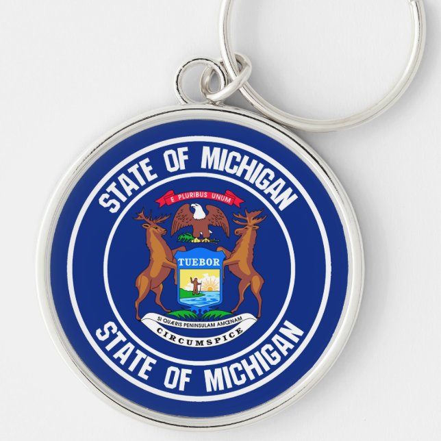 Michigan Round Emblem Key Ring (Front)