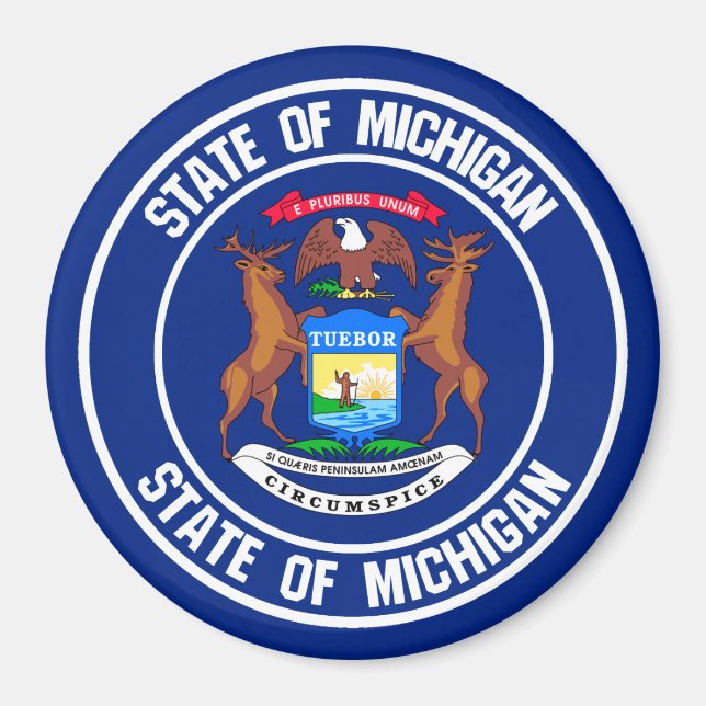 Michigan Round Emblem Magnet (Front)