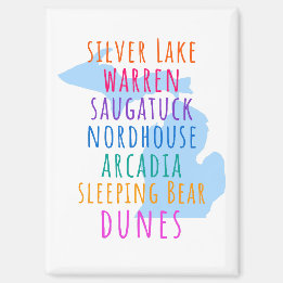 Michigan Sand Dunes Rainbow Text Magnet 