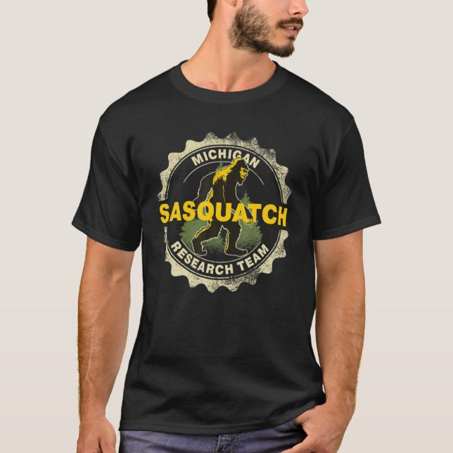 Michigan Sasquatch Research Team Bigfoot Believer  T-Shirt (Front)