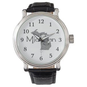 Michigan Shaped Grey Chalkboard Background Watch