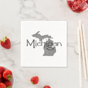 Michigan Shaped Grey Textured Vintage Chalkboard Napkin