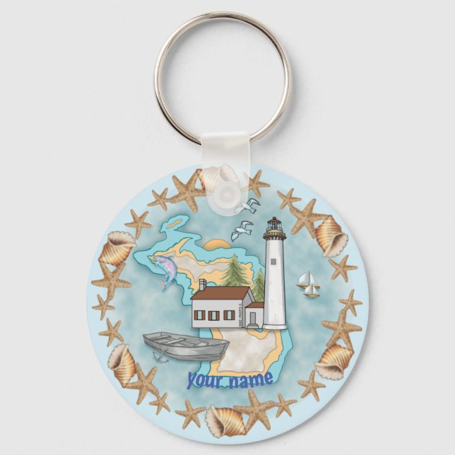 Michigan Shells Lighthouse  keychain (Front)
