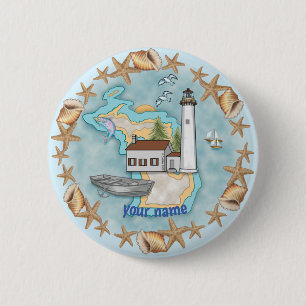 Michigan Shells Lighthouse pin button