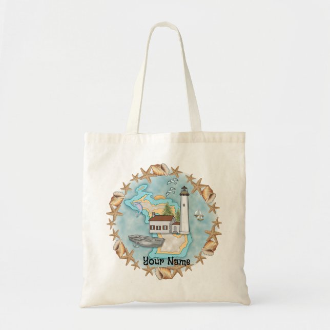 Michigan Shells Lighthouse  Tote Bag (Front)
