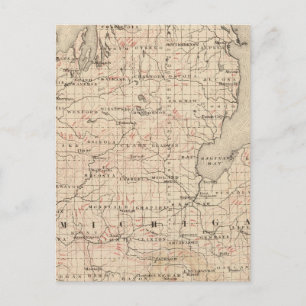 Michigan showing contour lines postcard