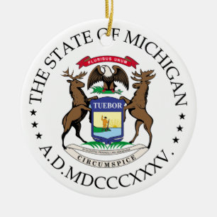 Michigan sign ceramic tree decoration