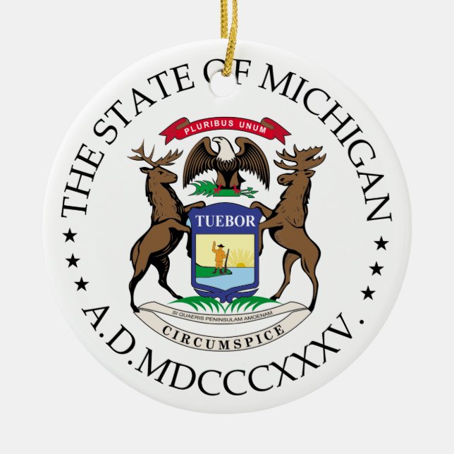 Michigan sign ceramic tree decoration (Front)