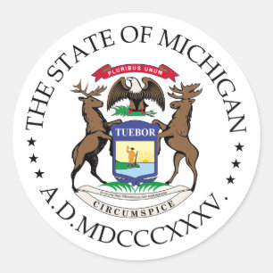 Michigan sign classic round sticker