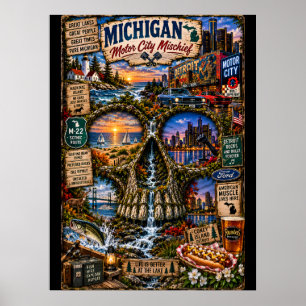 Michigan Skull Art Print   State of Mind