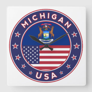 Michigan Square Wall Clock