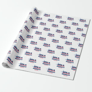 Michigan Stars and Stripes State Wrapping Paper