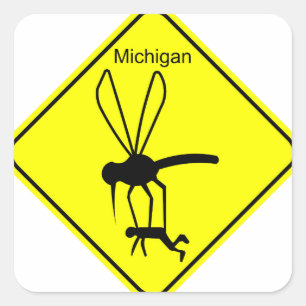 Michigan State Bird the Mosquito Square Sticker