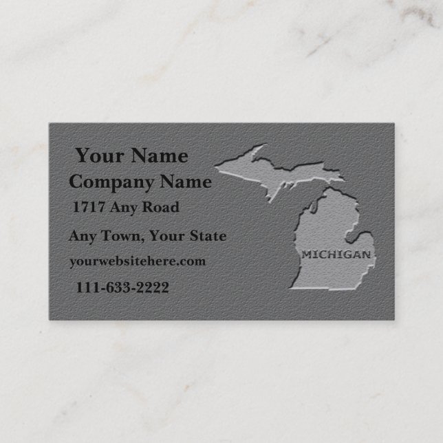 Michigan State Business card  carved stone look (Front)