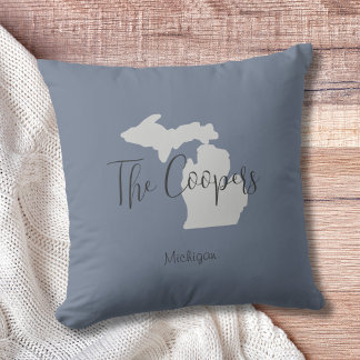 Michigan State Family Name Throw Pillow