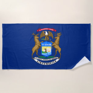 Michigan State Flag Beach Towel