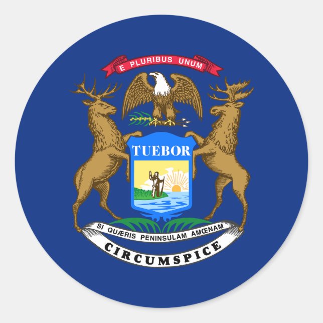 Michigan State Flag Classic Round Sticker (Front)