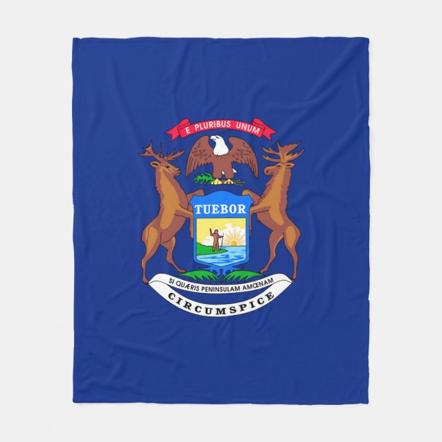Michigan State Flag Design Fleece Blanket (Front)