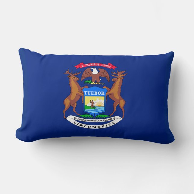 Michigan State Flag Design Lumbar Cushion (Front)