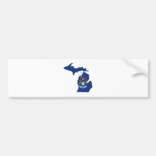 Michigan State Flag Map Bumper Sticker
