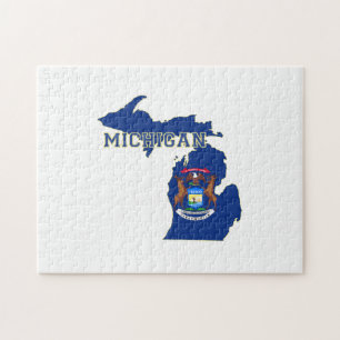 Michigan State Flag Map Jigsaw Puzzle