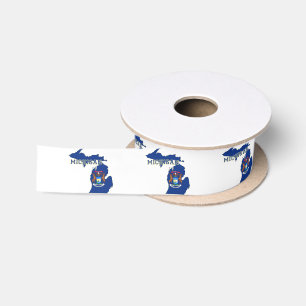 Michigan State Flag Map Satin Ribbon