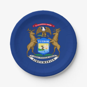 Michigan State Flag Paper Plate