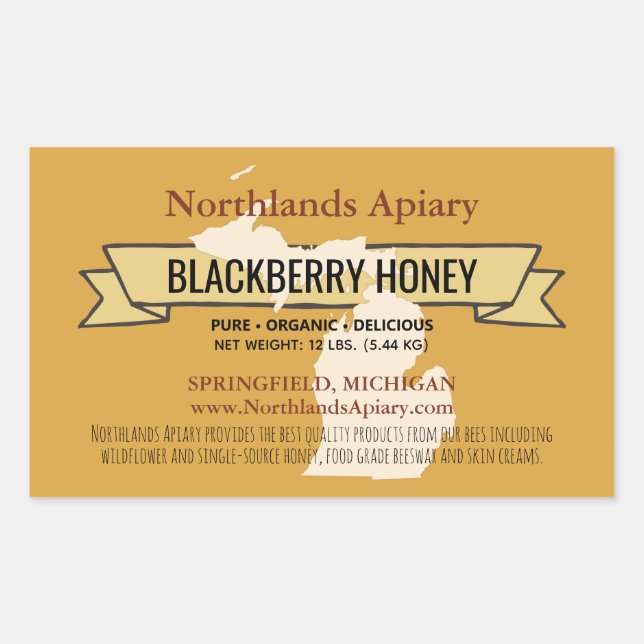 Michigan State Honey Product Rectangle Stickers (Front)
