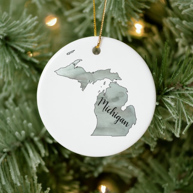 Michigan State Illustration Ceramic Tree Decoration (Tree)