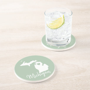 Michigan state map love home coaster