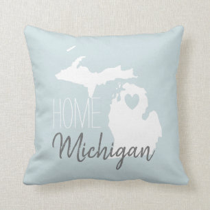 Michigan state map love home cushion