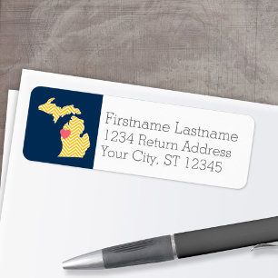 Michigan State Map with Custom Love Heart and Name