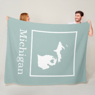 Michigan state map  with heart shape custom colour fleece blanket