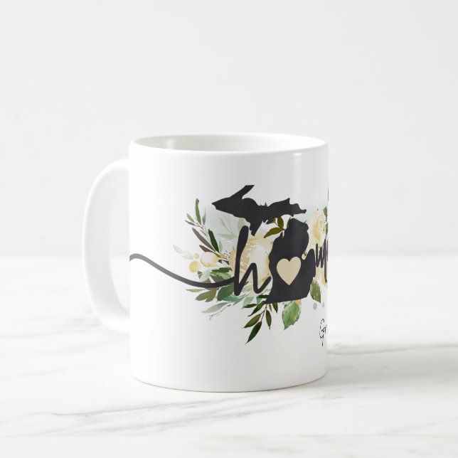 Michigan State Personalised Your Home City Rustic Coffee Mug (Front Left)