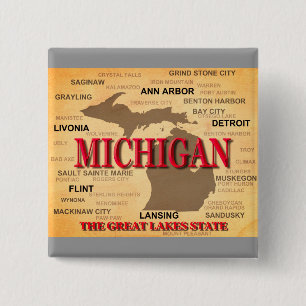 Michigan State Pride Map Silhouette 15 Cm Square Badge