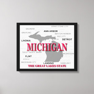 Michigan State Pride Map Silhouette Canvas Print