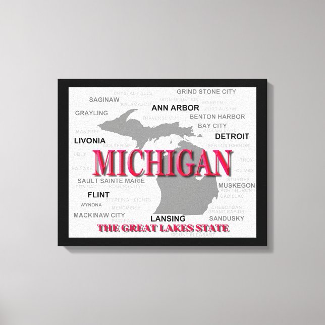 Michigan State Pride Map Silhouette Canvas Print (Front)