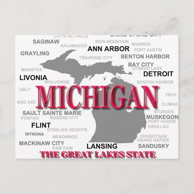 Michigan State Pride Map Silhouette Postcard (Front)