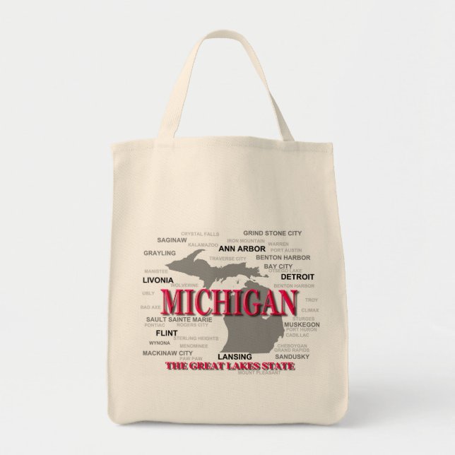 Michigan State Pride Map Silhouette Tote Bag (Front)