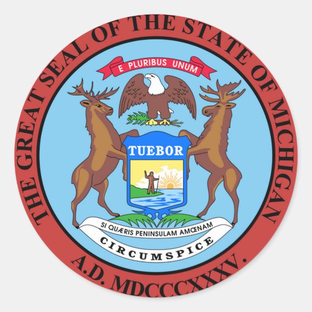 Michigan state seal america republic symbol flag (Front)