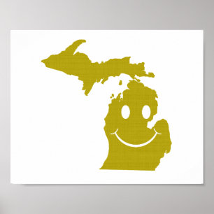 Michigan State Shape Face Poster