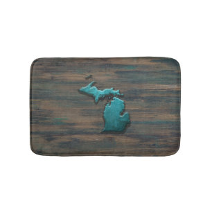 Michigan State Shape Teal Bath Mat