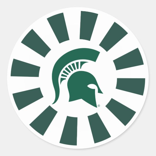 Michigan State Spartan Helmet Logo Classic Round Sticker Zazzle Co Uk