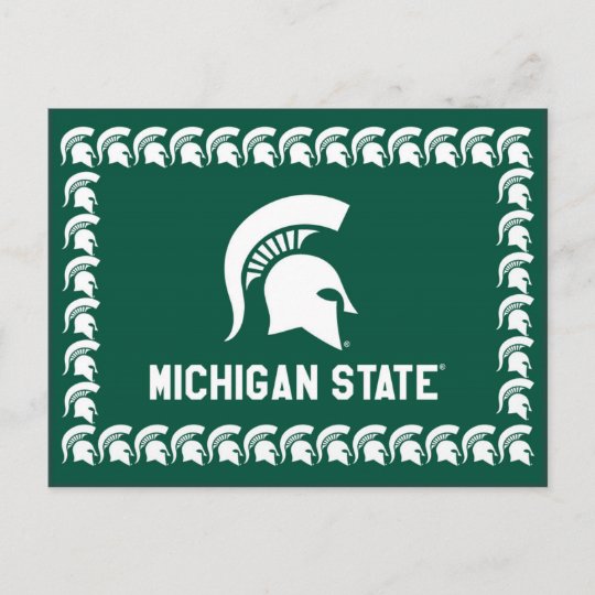 Michigan State University Spartan Helmet Logo Postcard Zazzle Co Uk