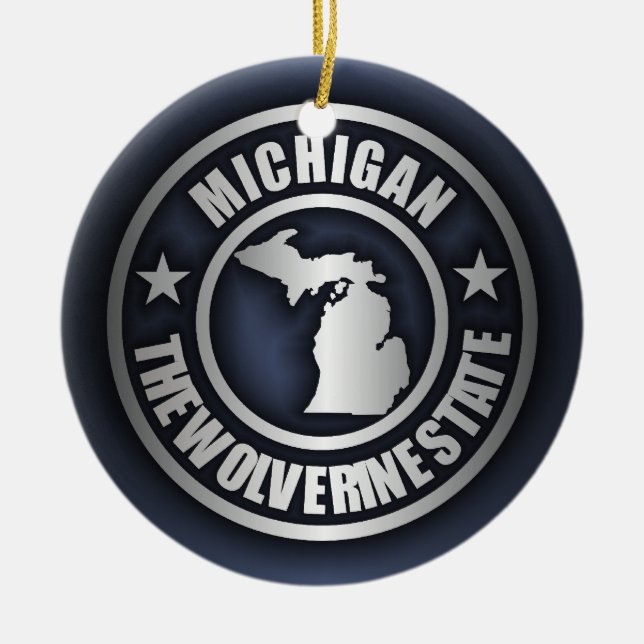 "Michigan Steel" Decorative Ornaments (Blue) (Front)